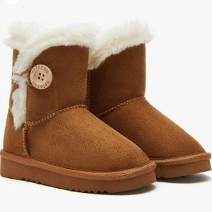 [Weestep] Wood Button Warm Shearling Winter Lightweight Snow Boots